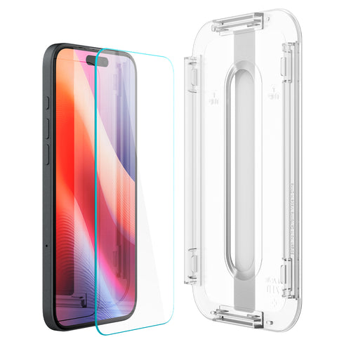 Protector de pantalla Spigen iPhone 16 Plus / iPhone 16 – GLAS.tR EZ Fit (paquete de 2)